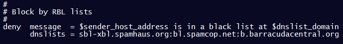 Exim RBL configuration